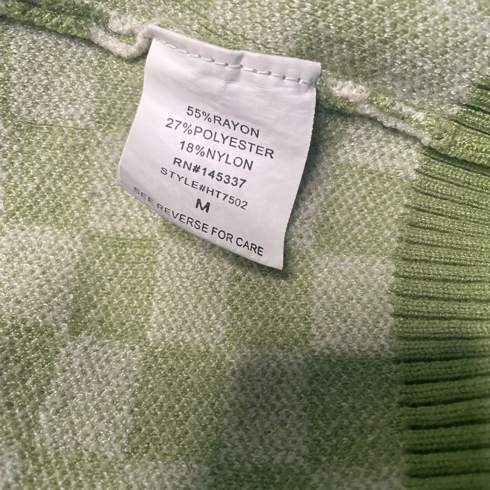 Hesperus Green Checkered Collared Crop Top Sweater Short Sleeve (Size M) - Picture 5 of 8